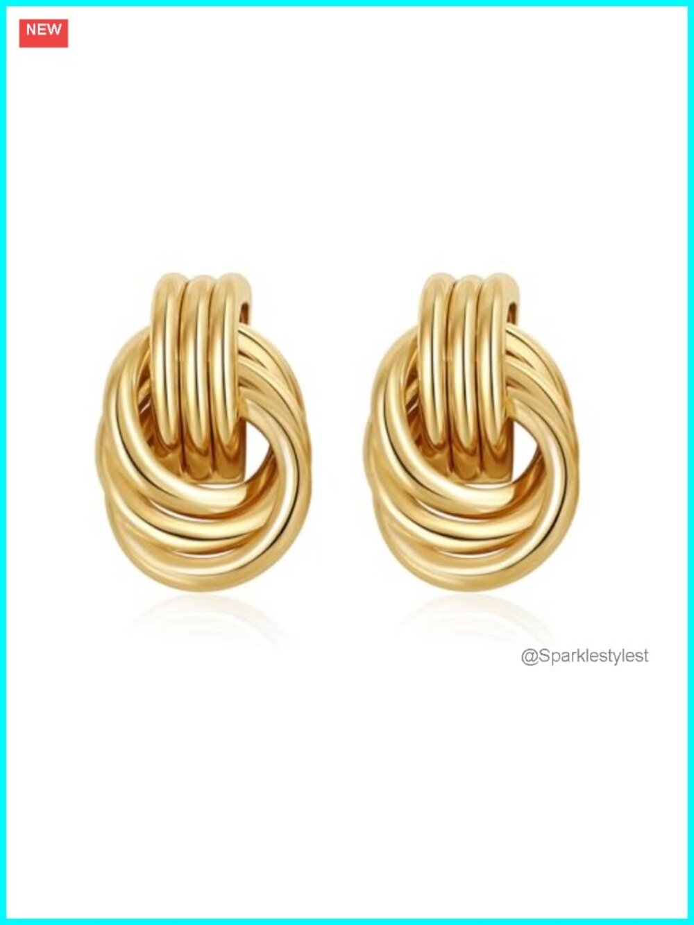 Chunky Knot Statement Drop Dangle Earrings Gold Plated Hypoallergenic
